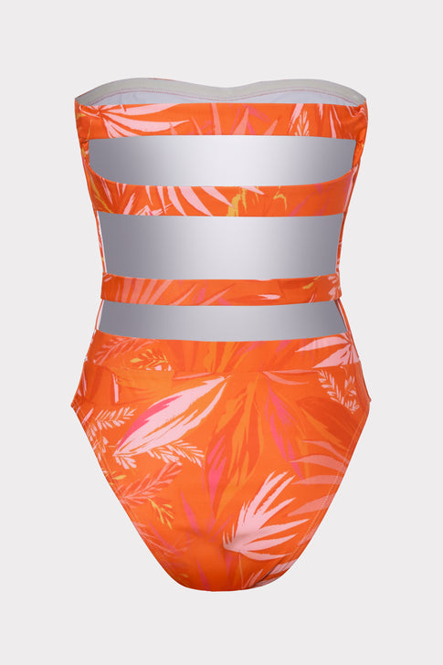 Tropical Palm Print Miami Belted One Piece Swimsuit