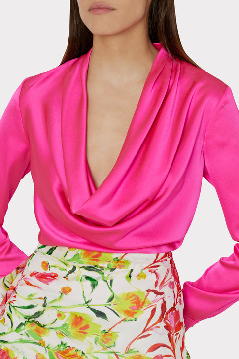 Nancy Satin Cowl Top Milly Pink Image 3 of 4