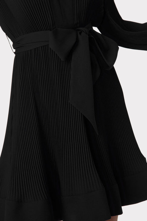 Milly Women's Liv Belted Pleated Dress - Black - Size 6 Milly Women's Liv Belted Pleated Dress - Black - Size 6