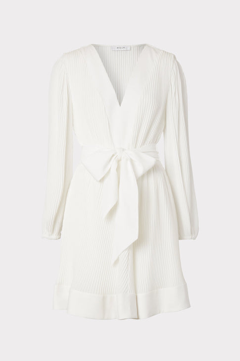 Milly Liv Pleated Belted Minidress - White Milly Liv Pleated Belted Minidress - White