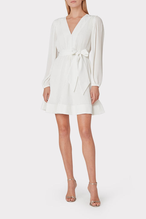Milly Women's Liv Belted Pleated Dress - White - Size 0 Milly Women's Liv Belted Pleated Dress - White - Size 0