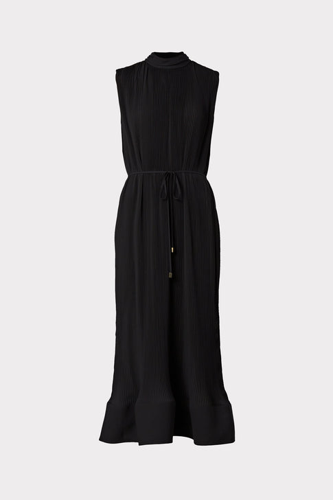 Melina Solid Pleated Dress Black Image 1 of 4
