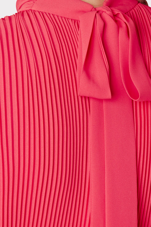 Melina Solid Pleated Dress Milly Pink Image 3 of 4