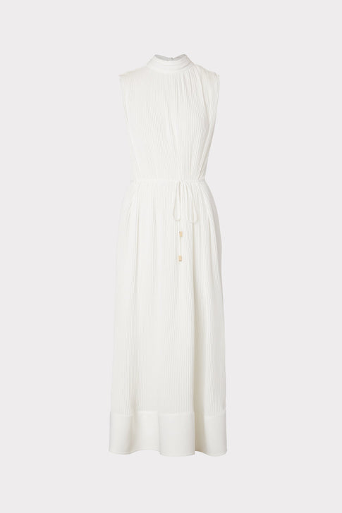 Melina Solid Pleated Dress White Image 1 of 4