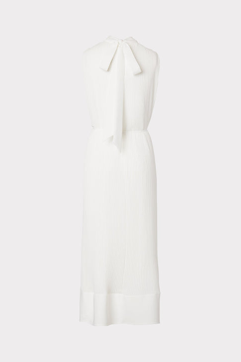 Melina Solid Pleated Dress White Image 4 of 4