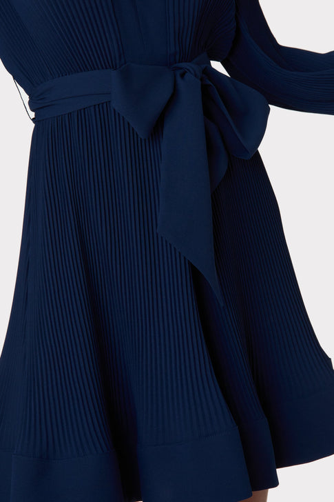 Milly Women's Liv Belted Pleated Dress - Blue - Size 4 - Navy Milly Women's Liv Belted Pleated Dress - Blue - Size 4 - Navy