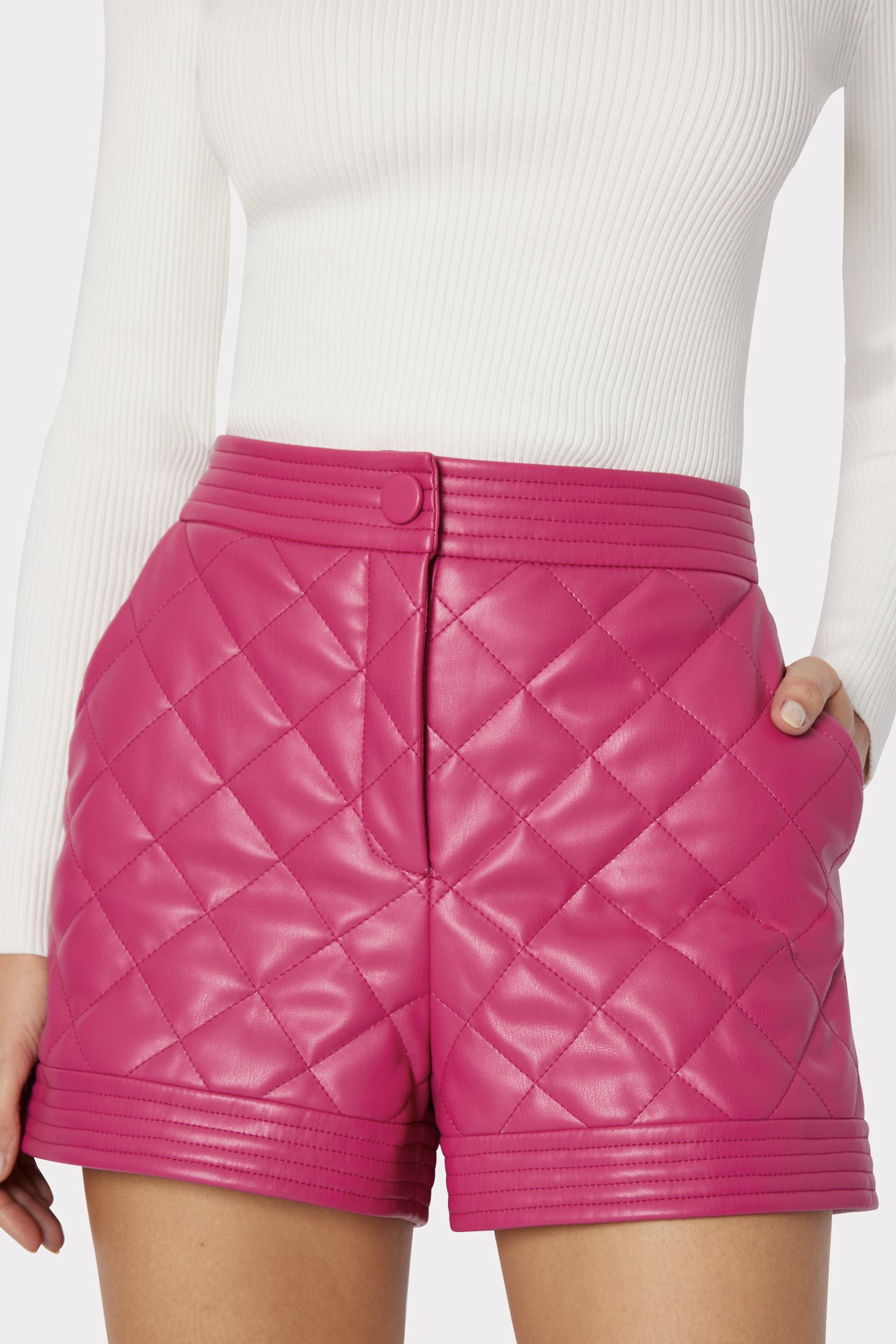 Heather Quilted Vegan Leather Shorts