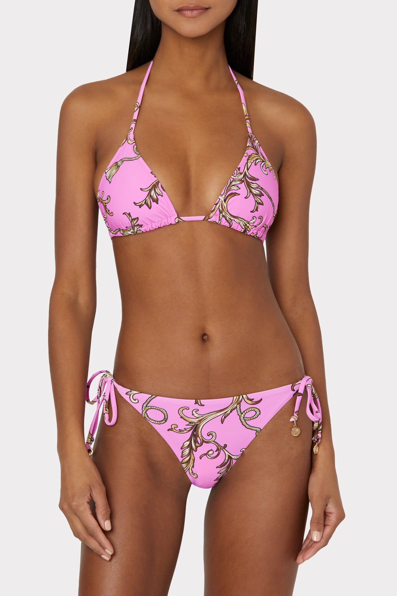 Milly Chain Print Bikini Top In Pink Multi - MILLY in Pink Multi | MILLY