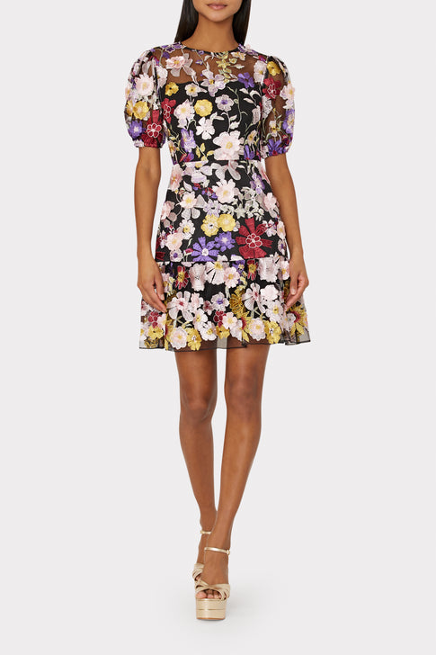 Yasmin Multi Floral Embroidery Dress