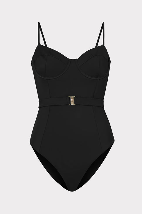 Solid Belted One Piece Black Image 1 of 4