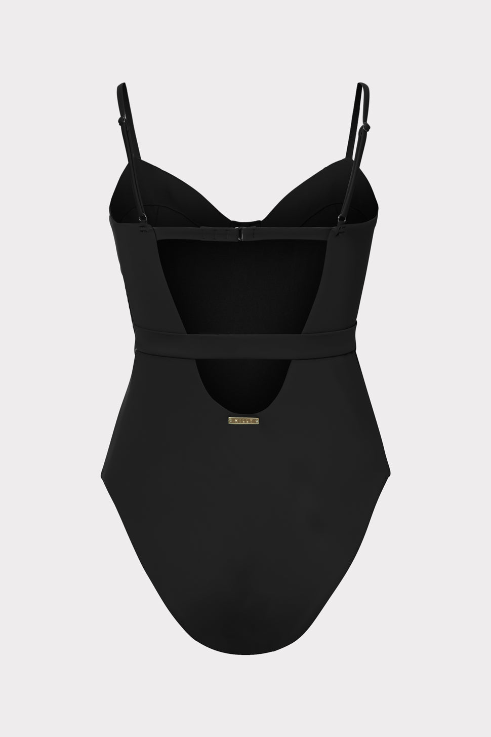 Solid Belted Spaghetti Strap One-Piece Swimsuit in Black