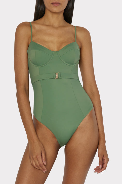 Solid Belted One Piece Loden Image 2 of 4
