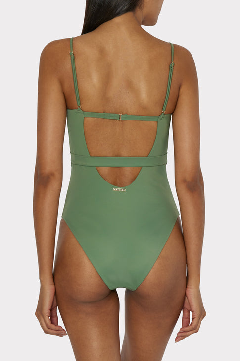 Solid Belted One Piece Loden Image 3 of 4