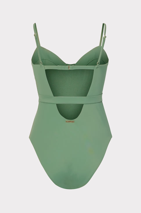 Solid Belted One Piece Loden Image 4 of 4
