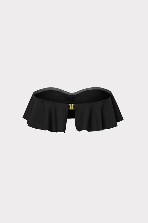 Solid Ruffle Bandeau Bikini Top