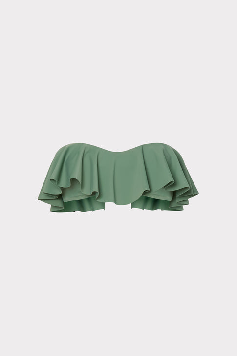 Solid Ruffle Bandeau Bikini Top
