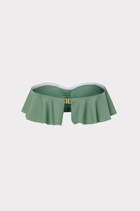 Solid Ruffle Bandeau Bikini Top
