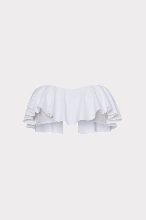 Solid Ruffle Bandeau Bikini Top White Image 1 of 4