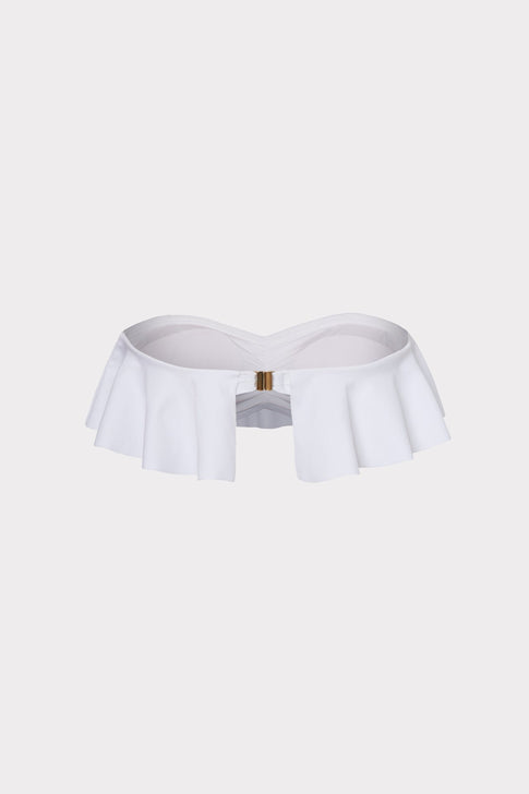 Solid Ruffle Bandeau Bikini Top White Image 4 of 4