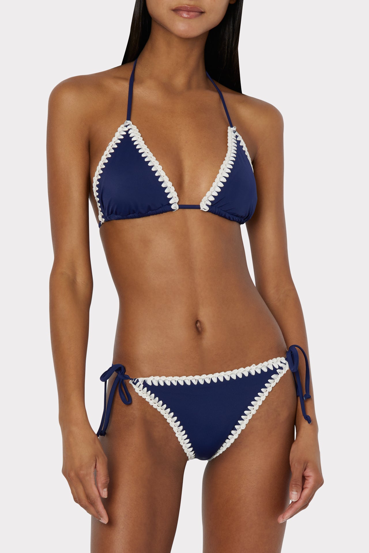 Oceanien etik skelet Women's Navy Blue Bikini Top | MILLY
