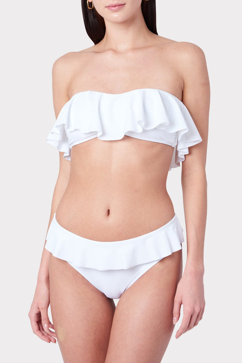 Women's Ruffle White Bikini Bottom | MILLY