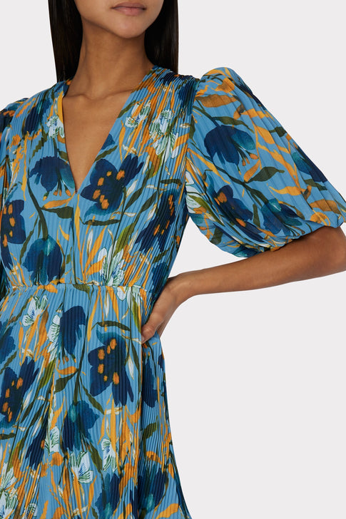 Elle Pleated Print Dress