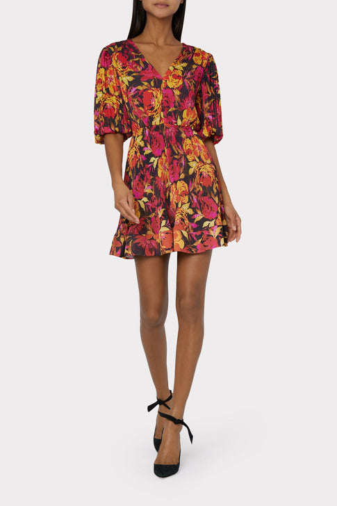 Elle Pleated Print Dress