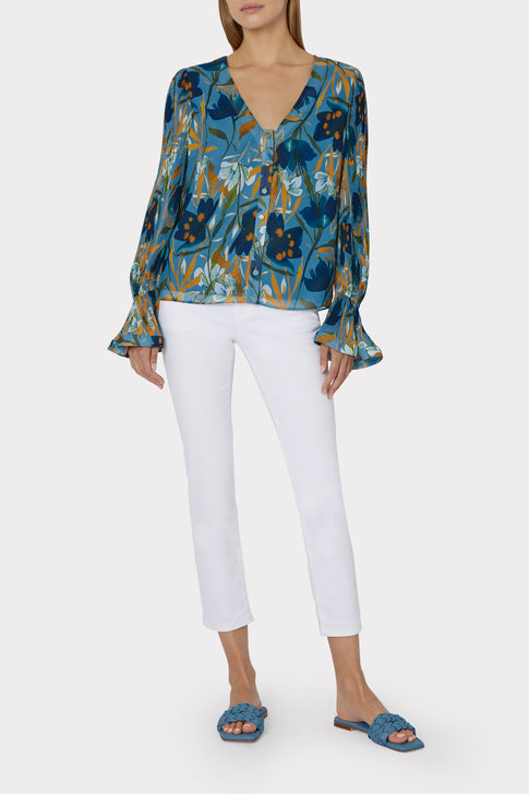 Greer Watercolor Azalea Top