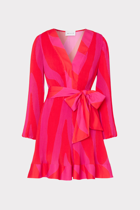 Liv Zebra Pleated Dress Milly Pink Multi Image 1 of 4