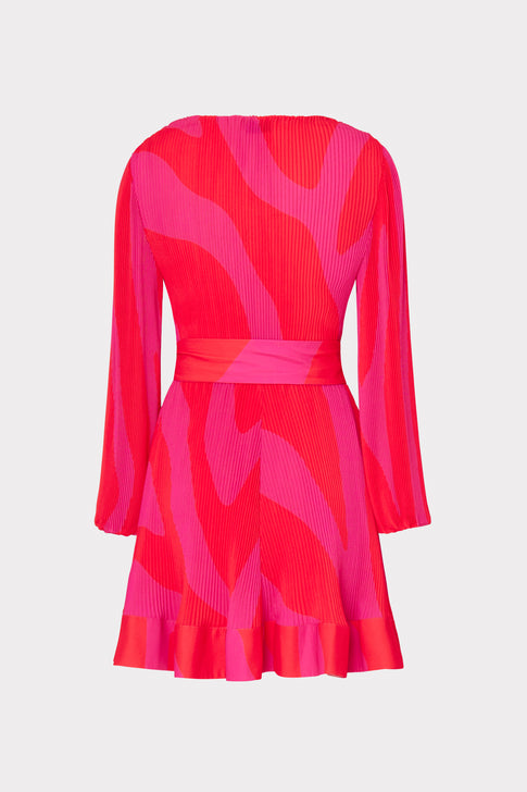 Liv Zebra Pleated Dress Milly Pink Multi Image 4 of 4