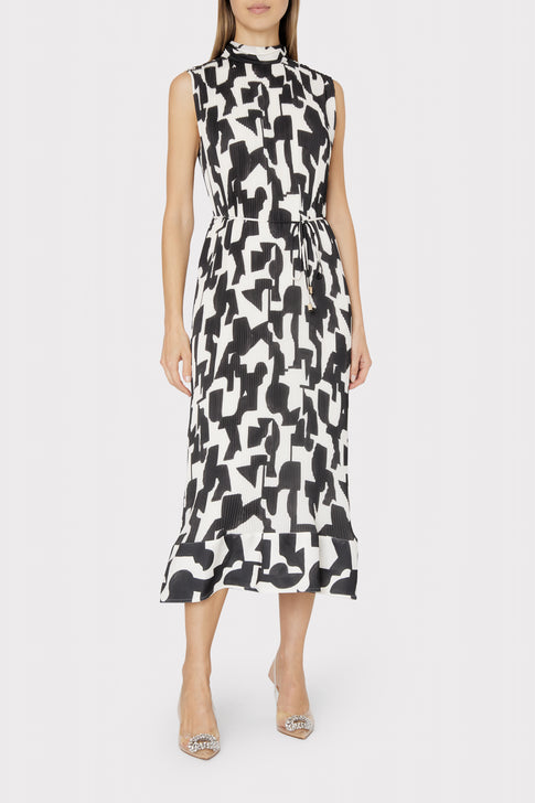 Melina Geo Print Pleated Dress