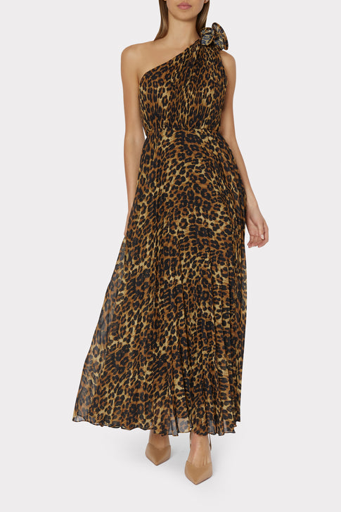 Gina Leopard Pleated Dress