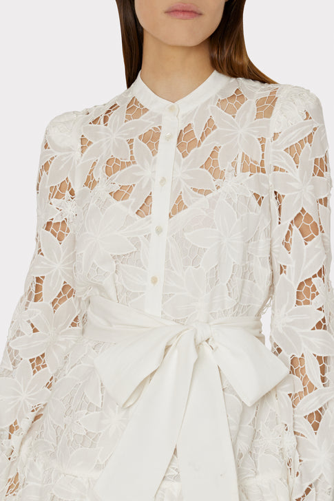 Nellie Floral Embroidered Lace Dress White Image 3 of 4