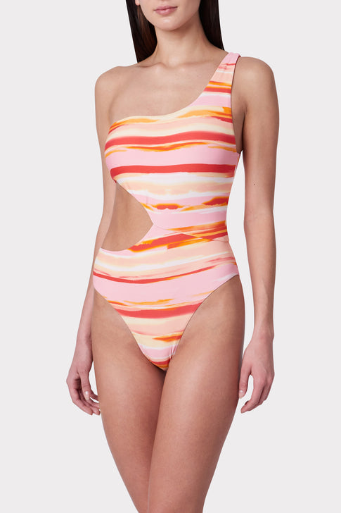 Sunset Stripe One Piece With Cutout