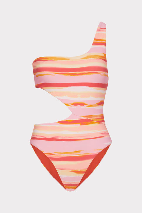 Sunset Stripe One Piece With Cutout