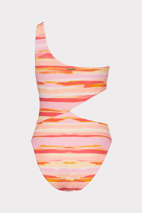 Sunset Stripe One Piece With Cutout