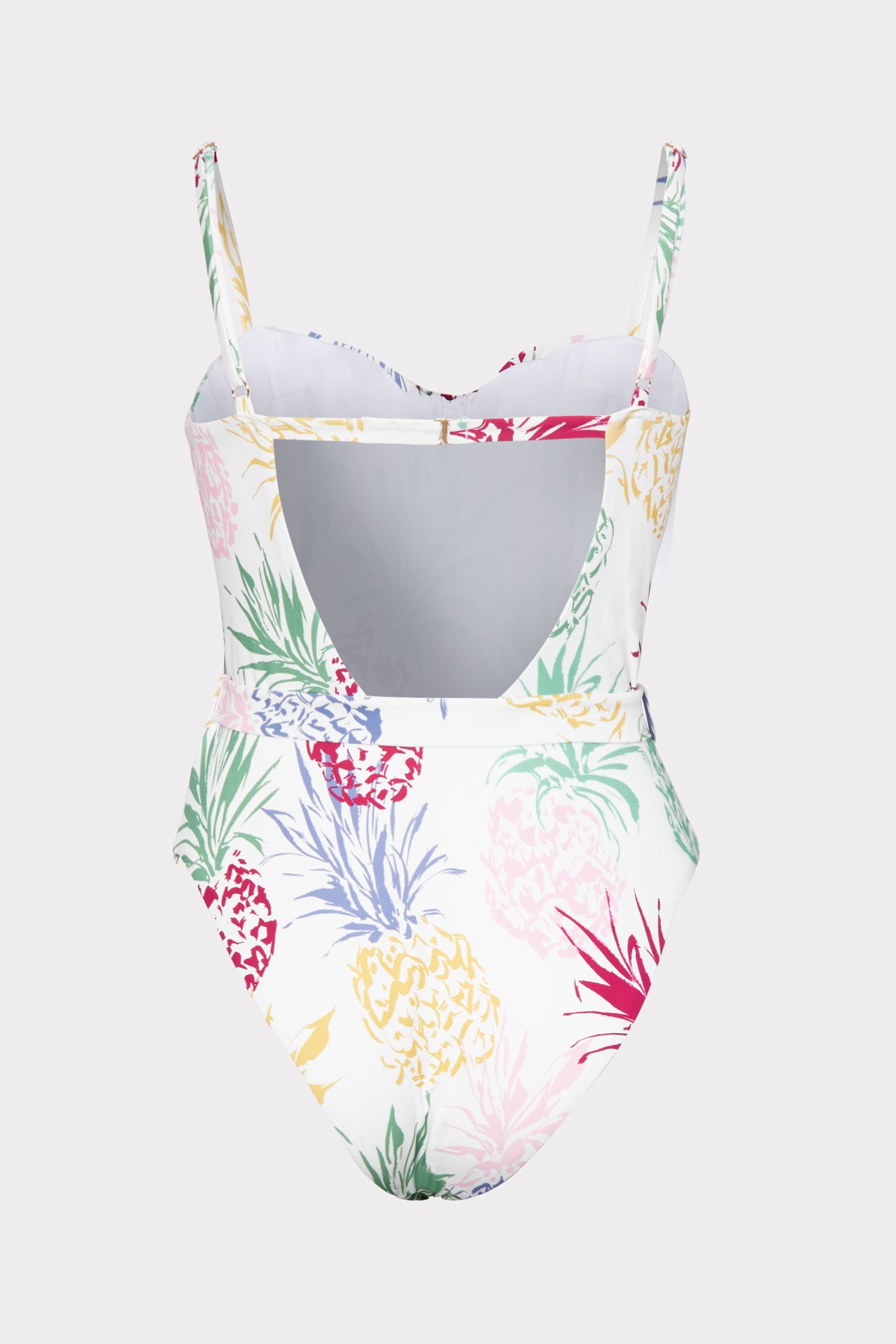 Tropical Pineapple Print Belted One Piece