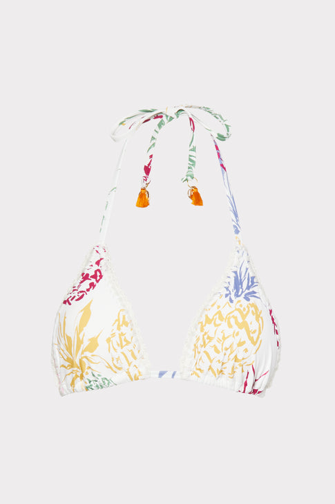 Tropical Pineapple Print Bikini Top