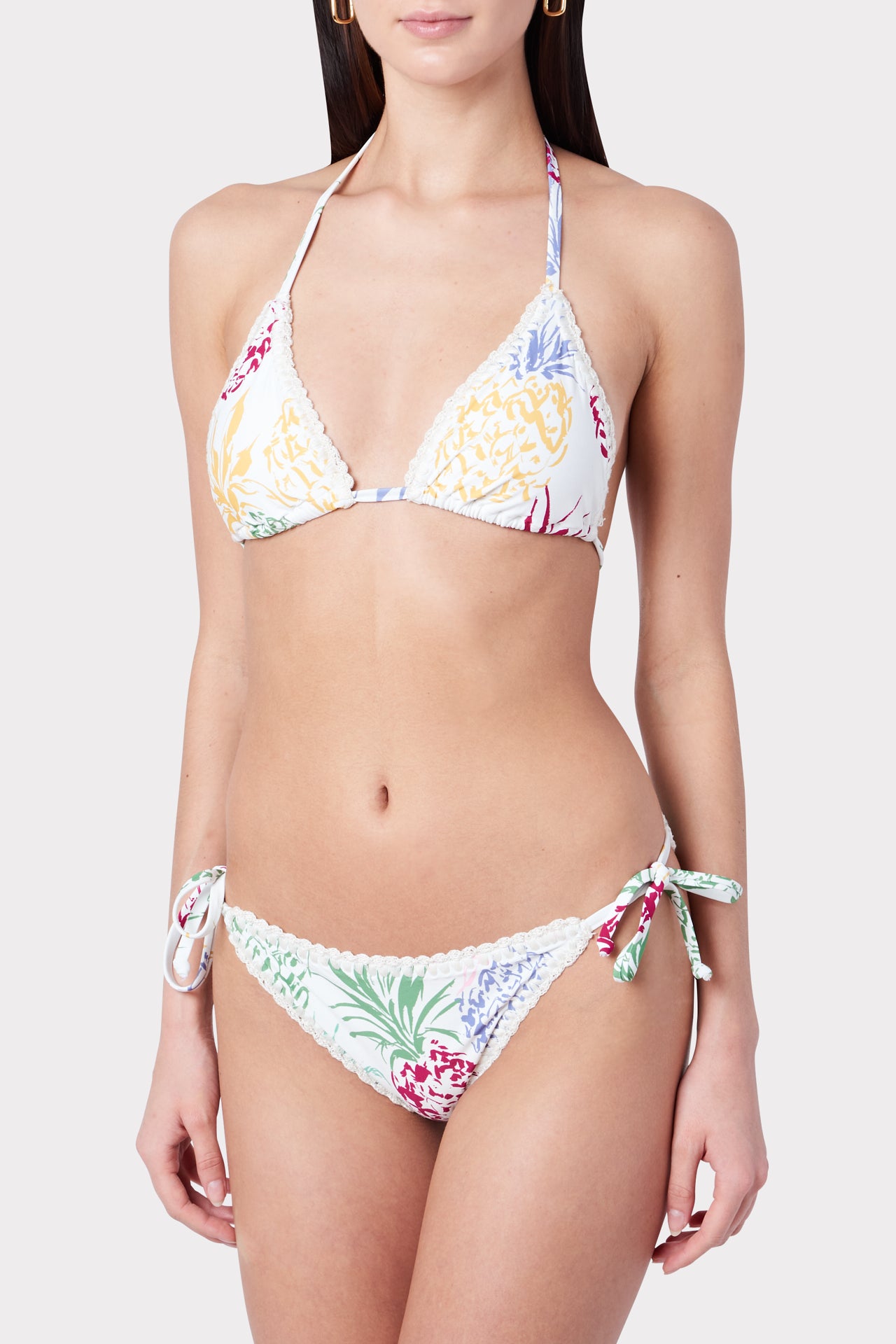 Tropical Pineapple Print Bikini Top