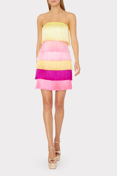 Nuoir Ombre Fringe Dress Sherbert Multi Image 2 of 4