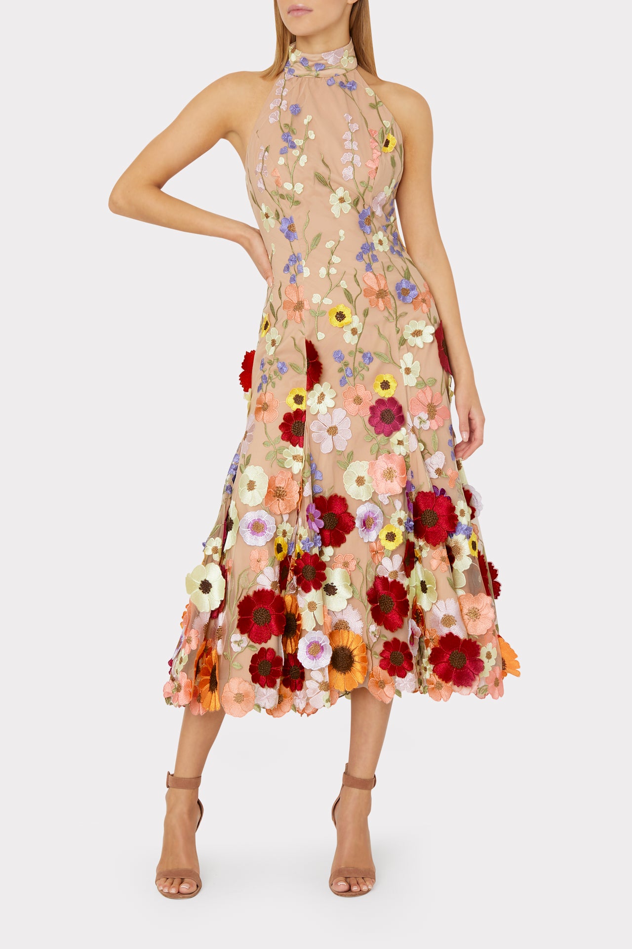 Penelope 3D Floral Embroidered Dress in Multi | MILLY