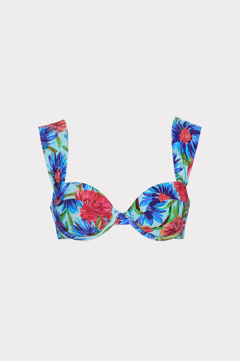 Painted Dahlia Print Underwire Bikini Top