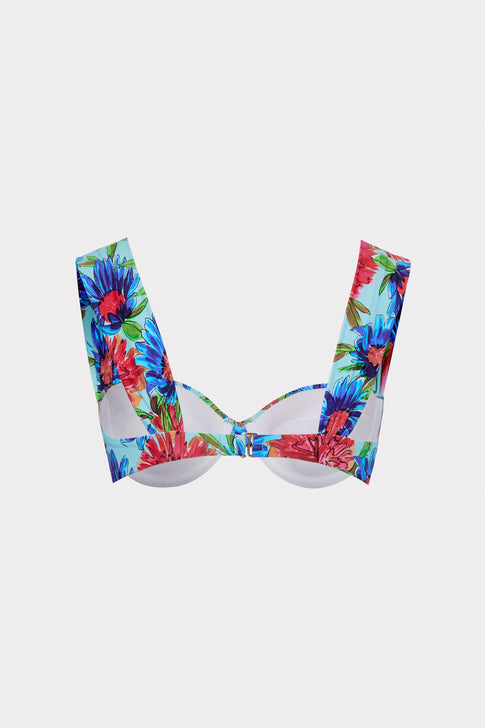 Painted Dahlia Print Underwire Bikini Top