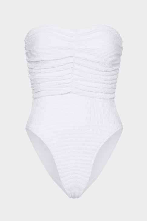 Textured Ruched One Piece White Image 1 of 4