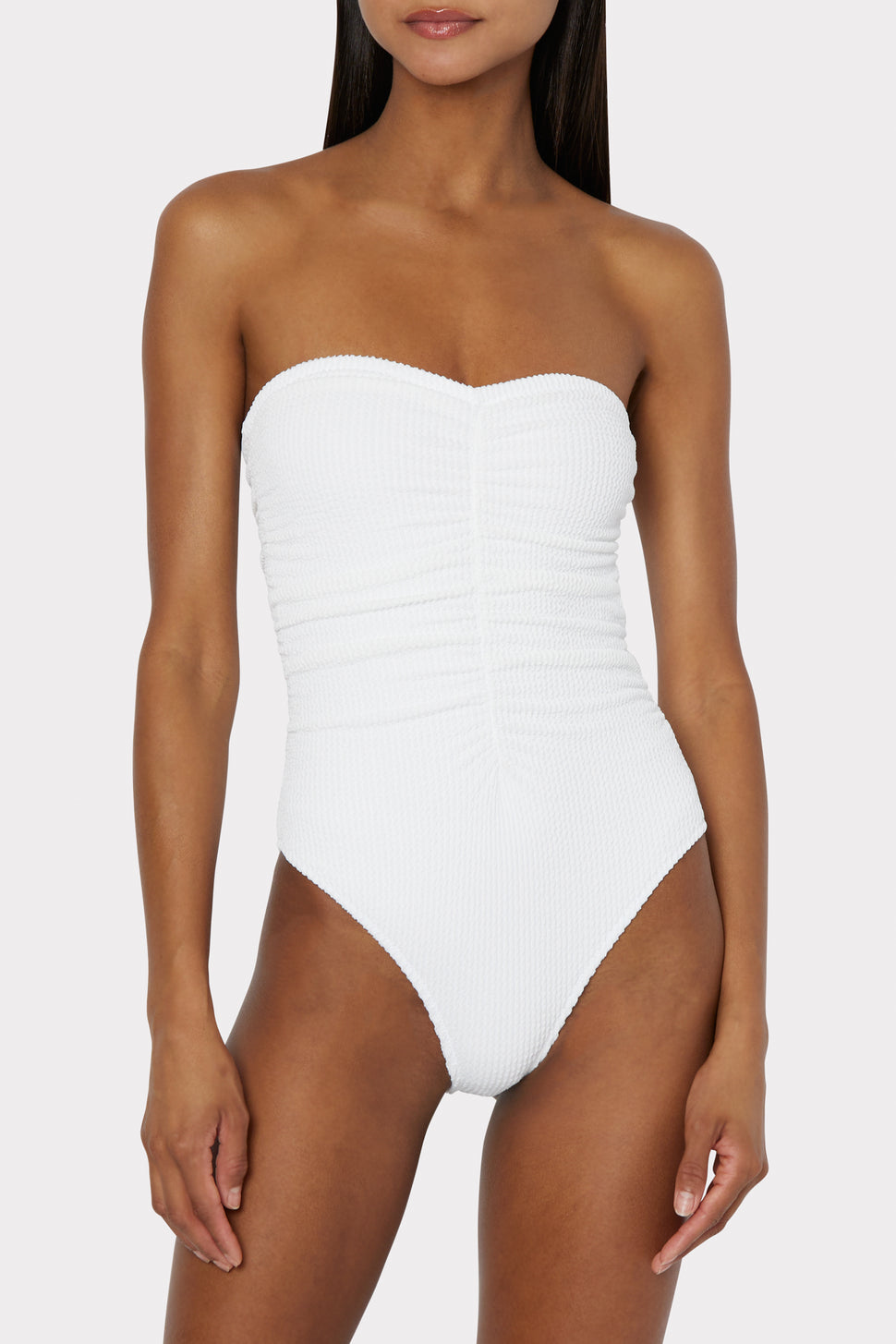 Women's White Textured One-Piece Swimsuit