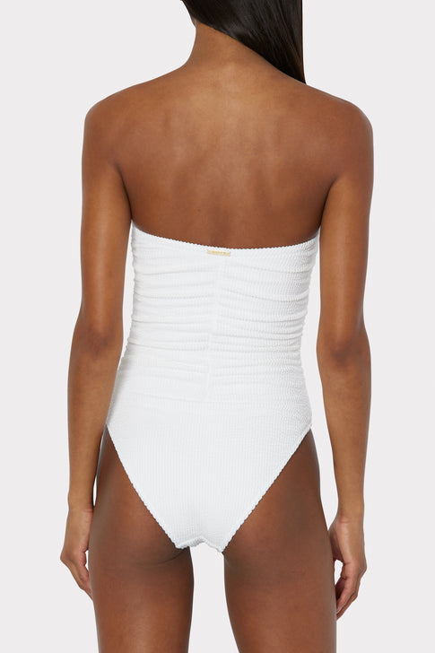 Textured Ruched One Piece White Image 3 of 4