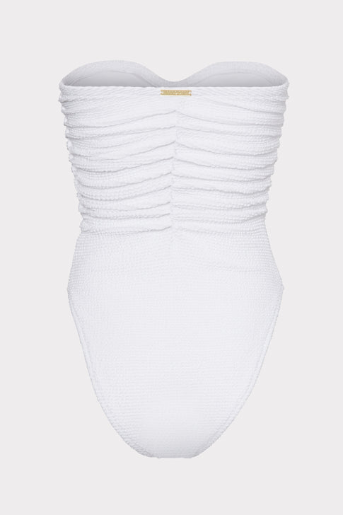 Textured Ruched One Piece White Image 4 of 4