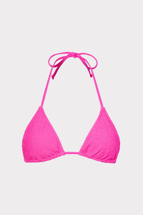 Textured Triangle Bikini Top Neon Pink Image 1 of 4