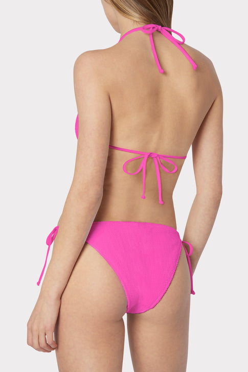Textured Triangle Bikini Top Neon Pink Image 3 of 4