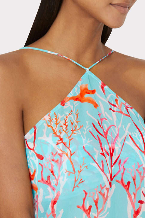 Billie Marine Coral Halter Dress